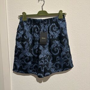 Authentic Men’s Versace Black and Blue Baroque Shorts